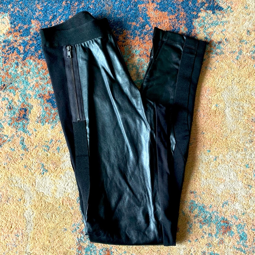 Dex, Faux Leather Stretch Biker Leggings, Black, size S